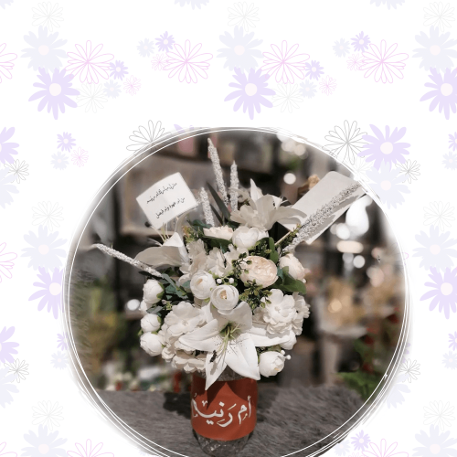 فازه ورد ابيض صناعي