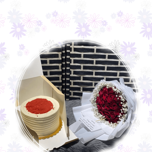 كيكه الميلاد حجم وسط مع باقه احمر