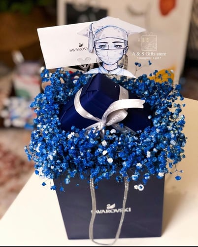 تنسيق سلسال سوارفسكي +ورد ازرق