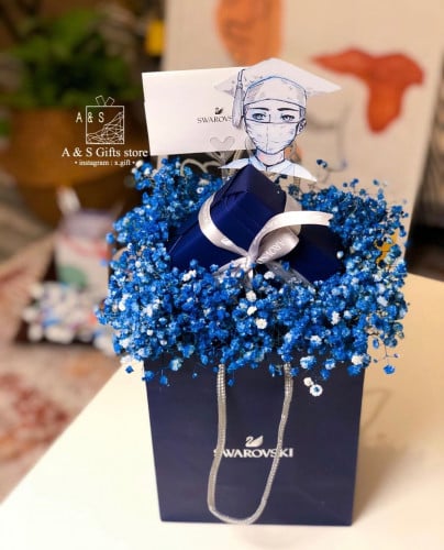 تنسيق سلسال سوارفسكي +ورد ازرق
