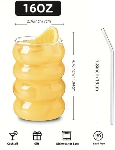 كوب زجاجي مموج بمزاز