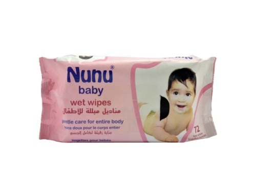 نونو - مناديل مبللة للمواليد - زهري - 72 قطعة