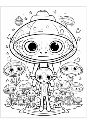 انشطة تلوين للاطفال مخلوقات الفضاء