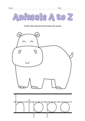 تعليم كتابة الحروف الانجليزية للأطفال PDF - الحيوا...