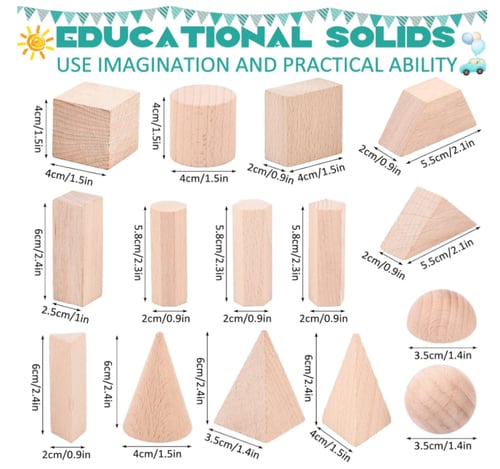 اشكال هندسية خشبية ثلاثية الابعاد 15 قطعة