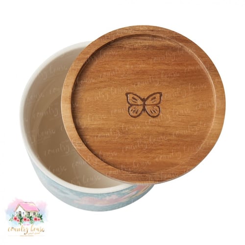 10073 طقم علب موردة من السيراميك مع غطاء خشبي