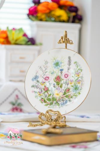 3789 صحن عرض فاخر Aynsley “Wild Tudor” – نقوش زهري...