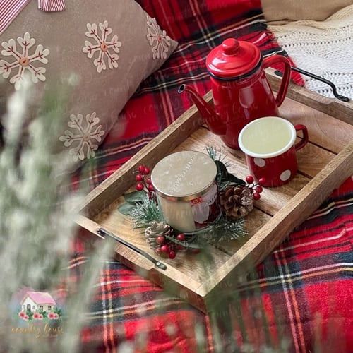 9992 صينية خشبية مستطيلة بمسكة معدنية