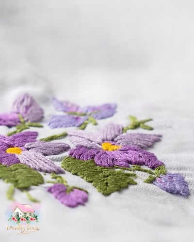 3647 مفرش زهور البنفسج المطرزة