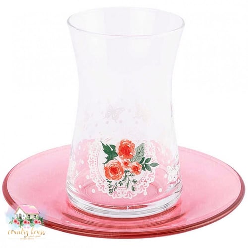 3174 طقم كاسات للشاي بنقوش ريفية ناعمة