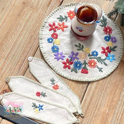 3359 مفرش مورد مطرز