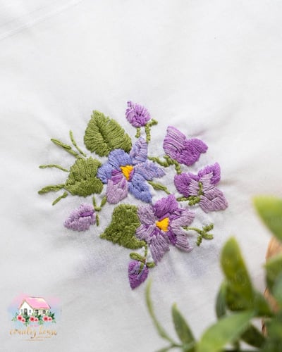 3647 مفرش زهور البنفسج المطرزة