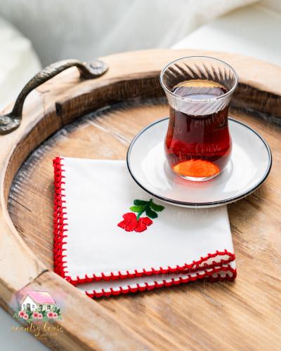 3689 مفرش انتيك مطرز وردة المساء