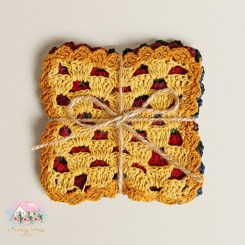 1288 كوسترات ملونة كروشيه