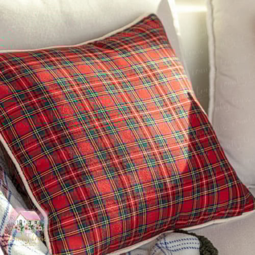 1424 كوشن كاروهات أحمر مع حشوة
