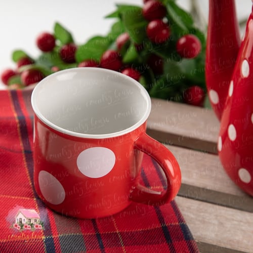 4180 كوب سيراميك أحمر منقط