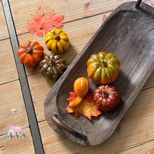 7440 صينية خشبية بشكل بيضاوي ومسكة خشبية