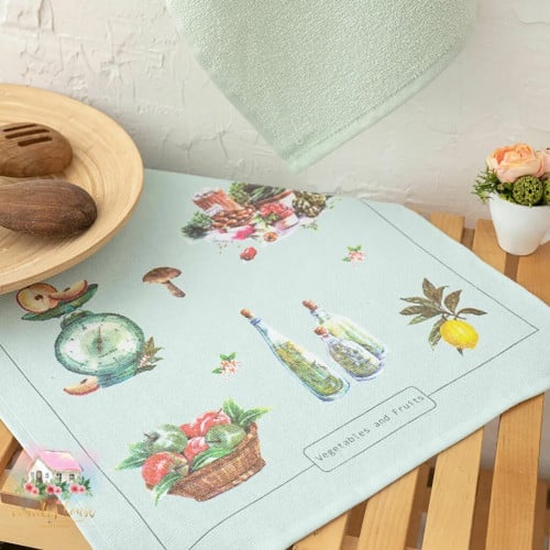 8073 طقم فوط للمطبخ بلون سماوي