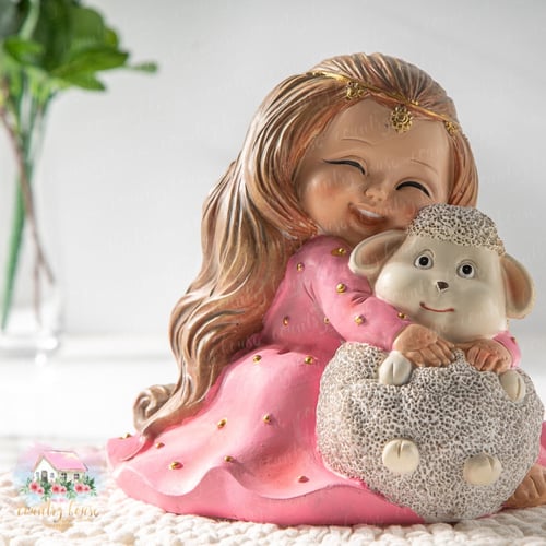 3350 تحفة البنت المرحة والخروف (زهري)