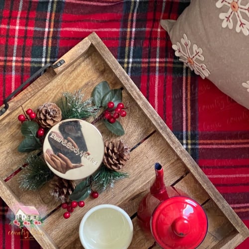 9992 صينية خشبية مستطيلة بمسكة معدنية