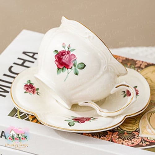 3122 كوب مع صحن وردة الروز