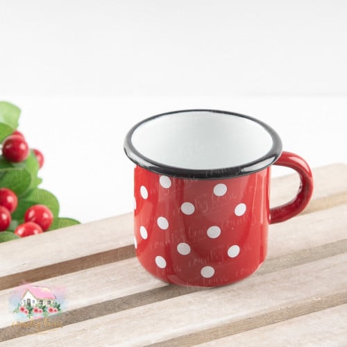 4157 كوب معدني أحمر منقط كبير