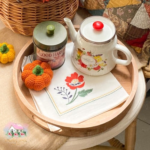 3354 مفرش الوردة البرتقالية مطرز