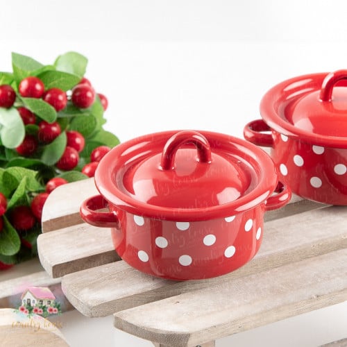 4154 ميني قدر معدني صغير أحمر منقط (للقطعة الواحدة...