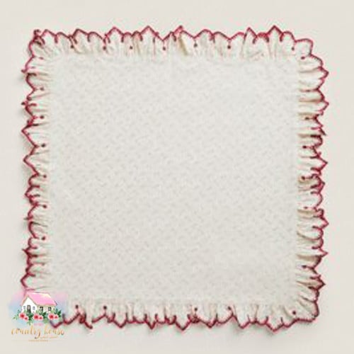 3271 مفرش بحواف حمراء مطرزة