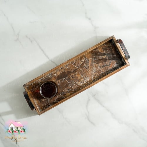 3176 صينية خشبية مستطيلة بحواف ومسكة حديد