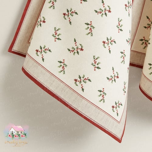 1365 مفرش أغصان الكرز الأحمر بحواف (للقطعة الواحدة...