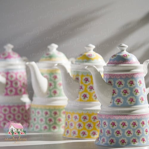 3048 ابريق سيراميك مع قاعدة بنقشة كاث كيدستون (زهر...