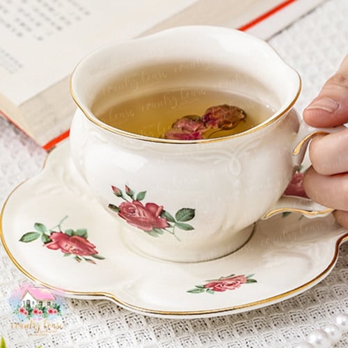 3122 كوب مع صحن وردة الروز