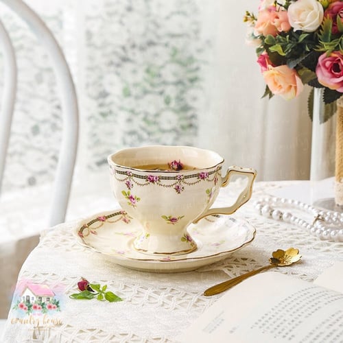 3085 كوب مع صحن بتصميم فرنسي أنيق