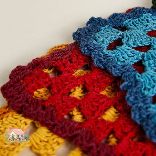 1288 كوسترات ملونة كروشيه