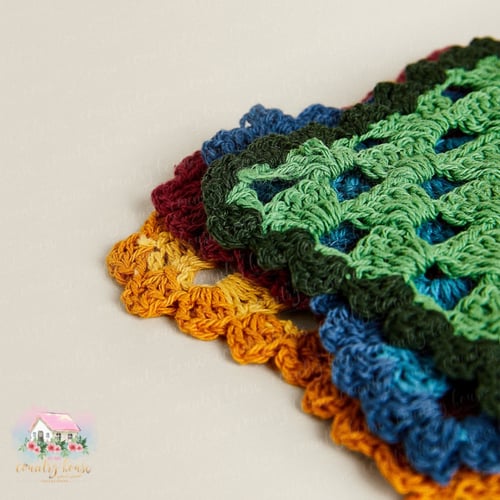 1288 كوسترات ملونة كروشيه