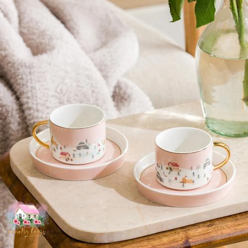 3545 طقم أكواب مدينة الثلج للقهوة لشخصين