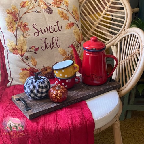 7467 صينية خشبية بشكل مستطيل ومسكة حديد