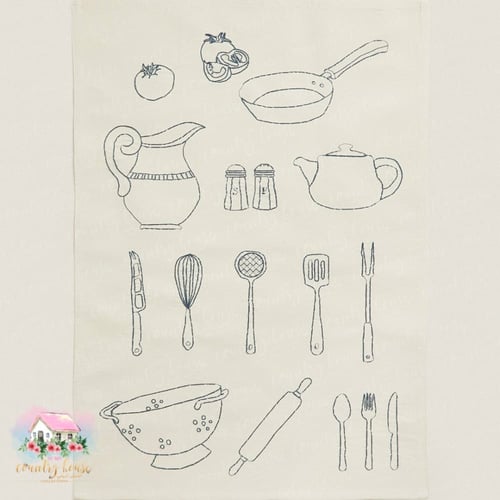 3313 مفرش اواني المطبخ المطرز