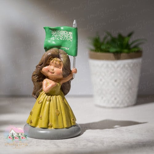 3036 تحفة البنت والعلم السعودي (زيتي)