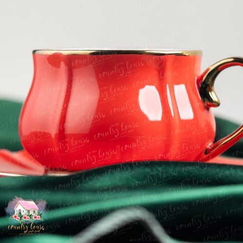 3383 كوب شتوي أحمر مع صحن