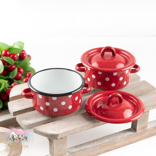 4154 ميني قدر معدني صغير أحمر منقط (للقطعة الواحدة...