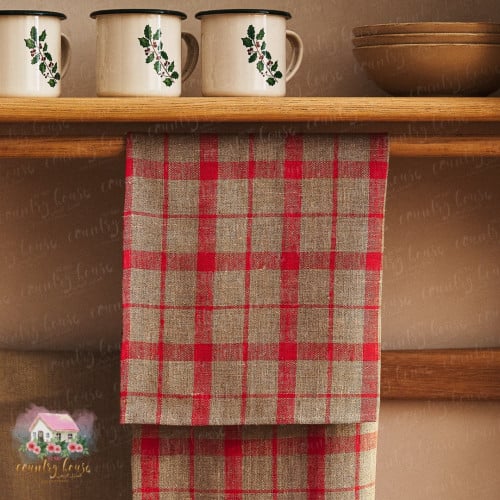 1215 مفرش كاروهات أحمر