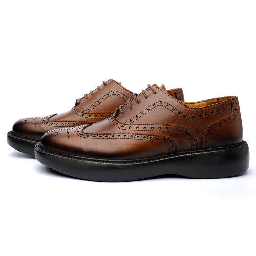 جزمة أوكسفورد بنقشة وينجتيب – لون عسلي