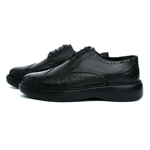 حذاء ديربي أسود بنقشة بروغ