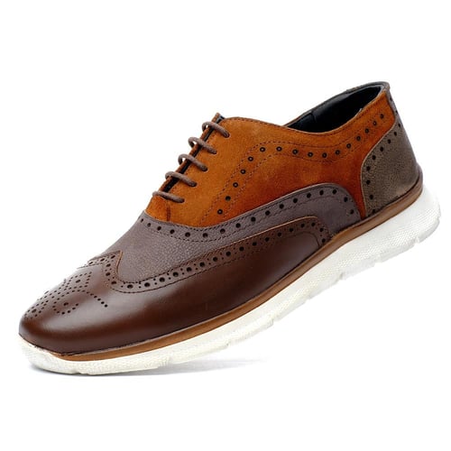 حذاء بنقشة وينجتيب كلاسيكي بنعل رياضي