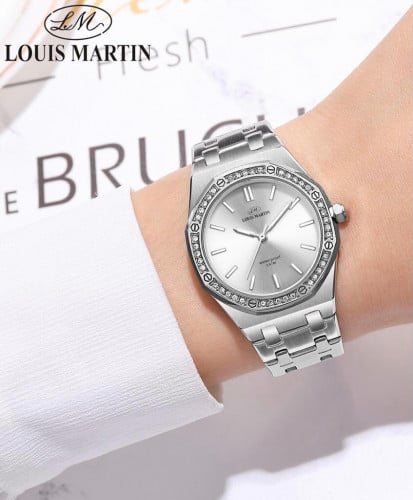 ساعة نسائية من لويس مارتن اللون الفضي