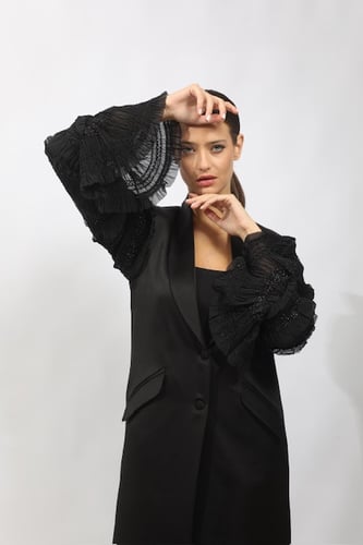 PUFF SLEEVES CREPE BLAZER