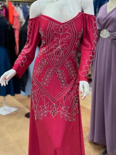 فستان وردي بكرستال