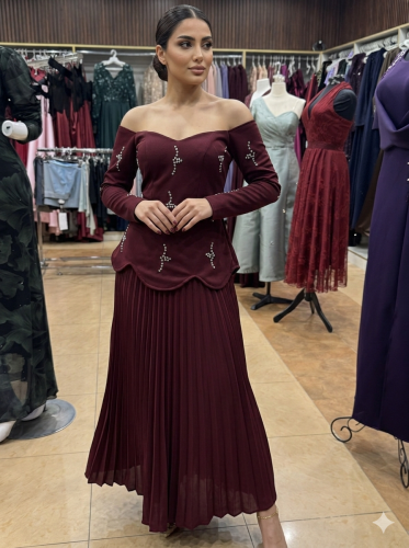 فستان ليموني وعودي فصوص